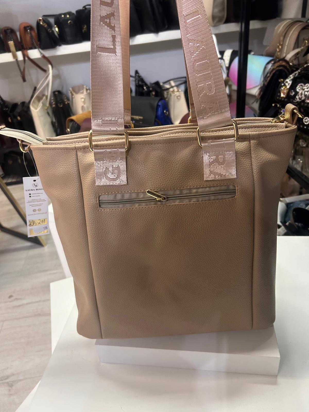 Laura Biaggi torba shopper beżowa