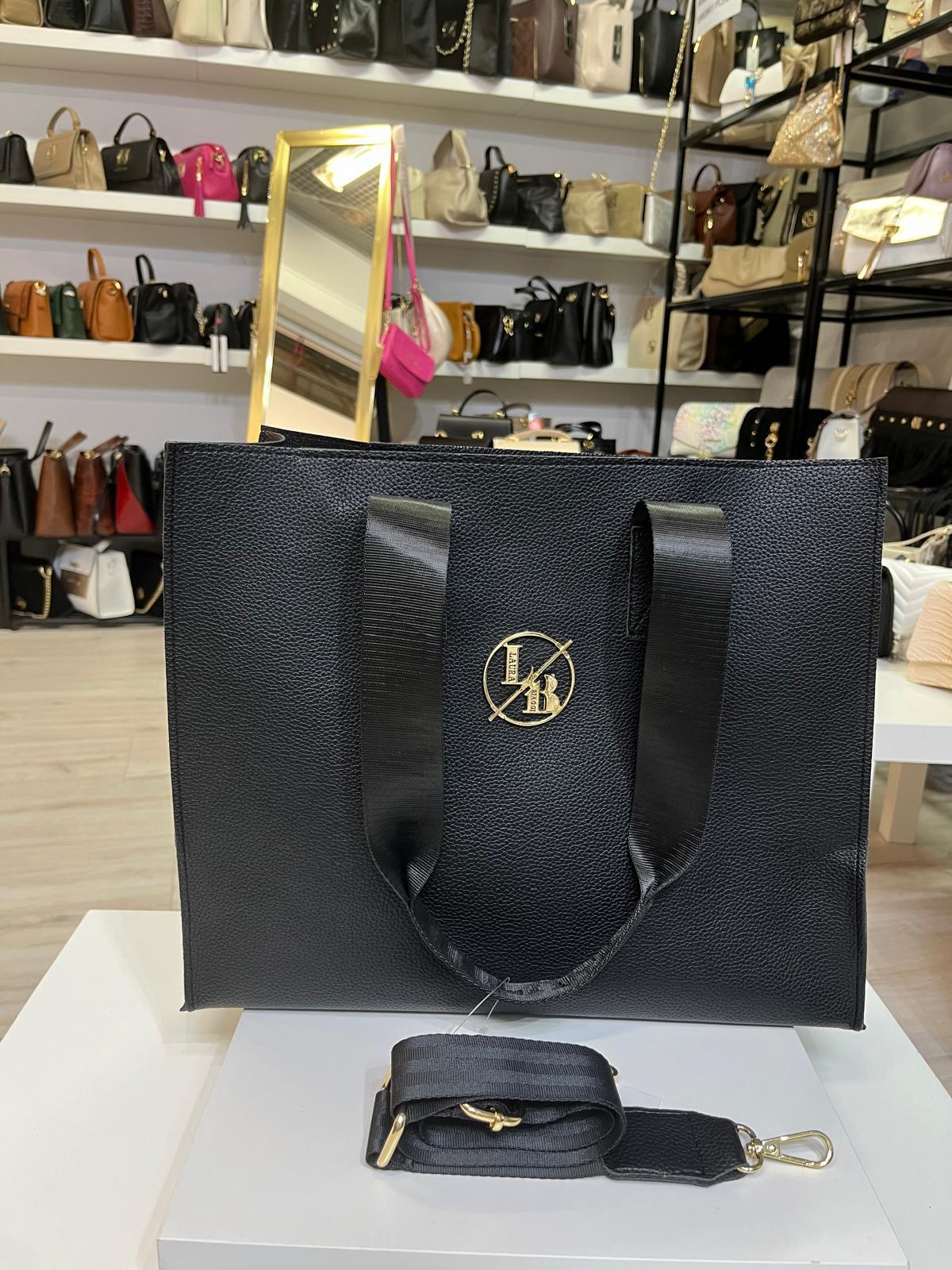 NOWOŚĆ LAURA BIAGGI Damska Torebka POJEMNA Elegancka SHOPPER Czarna A4